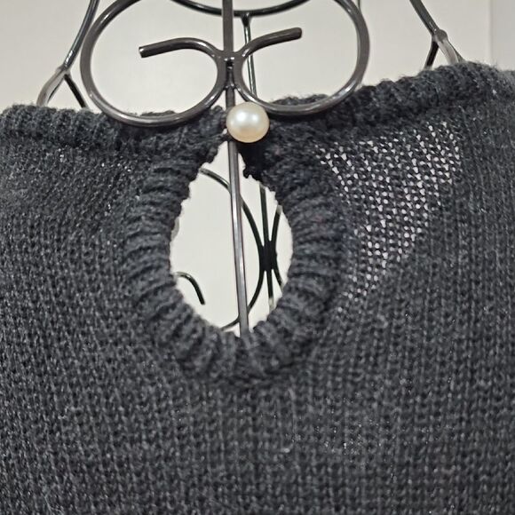 VINTAGE 80s SHENANIGANS Grandmacore Sweater Black sz Medium silver applique knit - Picture 5 of 12